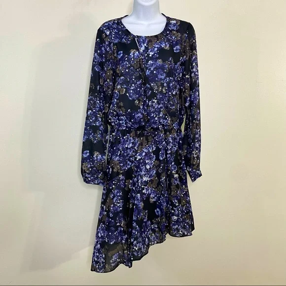 Parker | Dresses | Parker Dark Blue Bonnet Long Sleeve Asymmetrical Dress |  Poshmark
